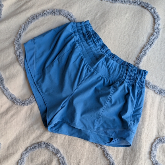 lululemon athletica Pants - lululemon athletica Hotty Hot High Rise Lined Athletic Shorts in Blue Pool Party